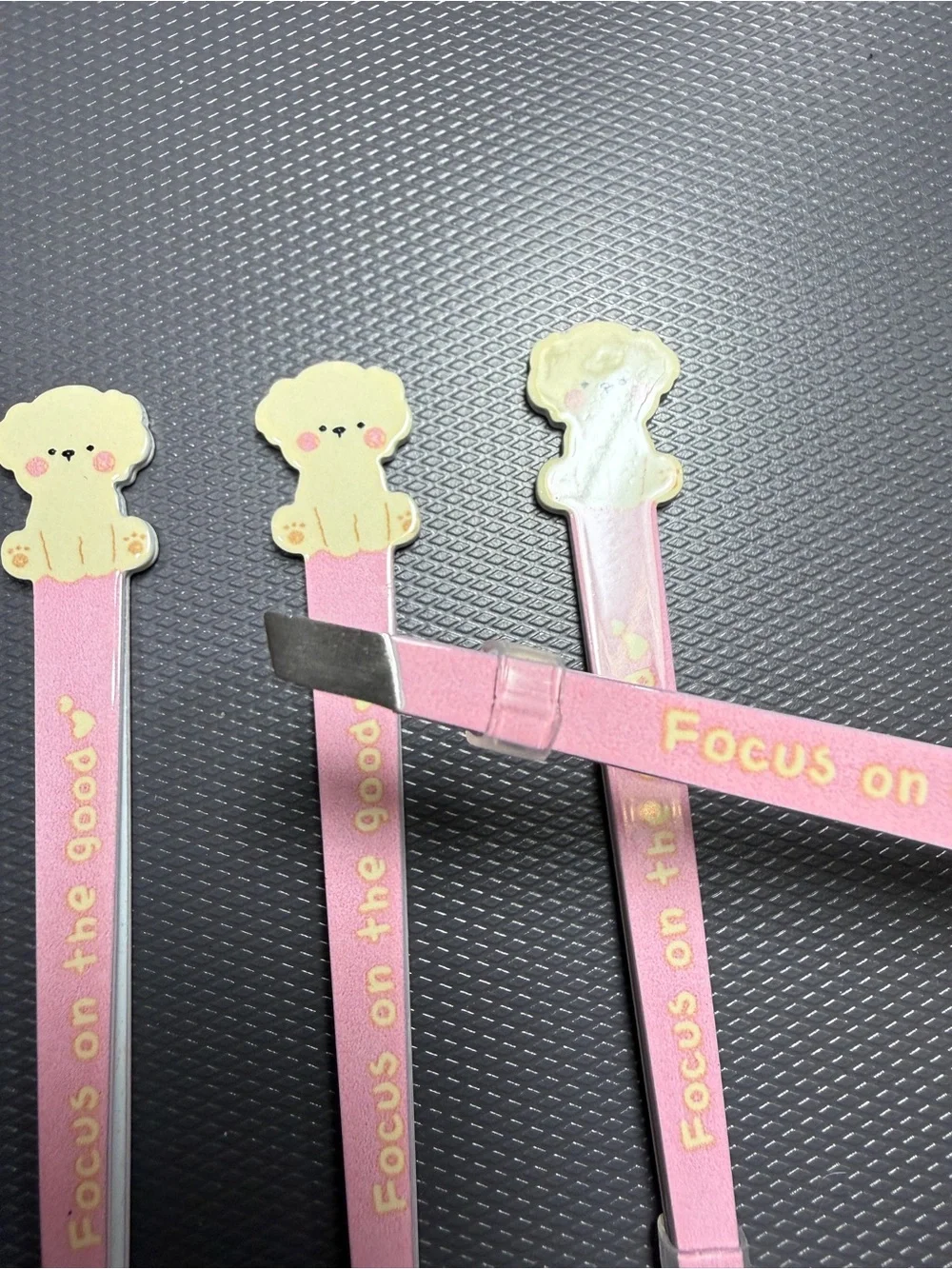 Cute Pink 'Focus on the Good' Tweezer Set